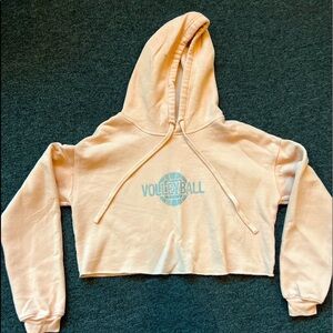 bella and canvas cropped hoodie top pink size M Volleyball Graphic Soft EUC